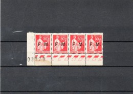 FRANCE   4 Timbres  50 C  Année 1933   Y&T: FM 5  Détachée Entre 1er Et 2e  (2 Neufs Avec Charnière Et 2 Sans Charnière) - Militaire Zegels