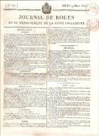 NECOLOGIE DE M DUVAL DE VARANGEVILLE JOURNAL DE ROUEN DU 19 MARS 1818 COMPLET 4 PAGES - 1800 - 1849