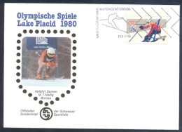 USA Olympic Games 1980 Lake Placid: Alpine Skiing Stamp And Cancellation; Marie Terese Nadig Gold Medal Downhill - Hiver 1980: Lake Placid