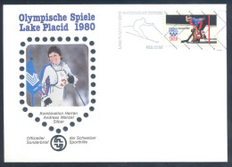 USA Olympic Games 1980 Lake Placid:  Hockay Stamp; Alpine Skiing Cancellation; Andreas Wenzel, Silver Medal Combined - Hiver 1980: Lake Placid