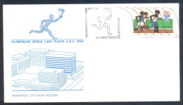 USA Olympic Games 1980 Lake Placid: Torch Relay Cancellation; Opening Ceremony Cachet ; Runners Olympic Stamp - Hiver 1980: Lake Placid