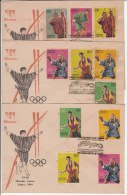 Bhutan  FDC 1964, Olympic Games, 3 Covers 11 Stamps, Archery, Archer, Boxing, Football, As Scan - Bhutan