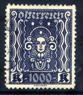 AUSTRIA 1922-24 Definitive 1000 Kr.  Perforated 11½, Used. - Oblitérés