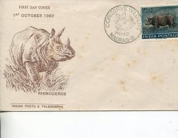 (995) India FDC 1962 - Indian Rhinoceros - Rhinoceros