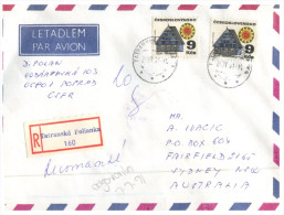 (995) Ceskoslovakia To Australia Registered Cover - 1991 - Lettres & Documents