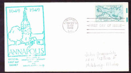 USA On Cover - FDC - 1949 - Annapolis Tercentenary Issue - Cartas & Documentos