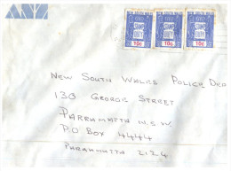 (795) Australia Cover Addresed To NSW Police Dept - Posted With 3 Duty Stamps Of 10 Cent Each (unusual Franking?) - Variedades Y Curiosidades