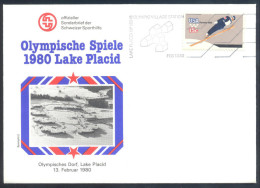 USA Olympic Games 1980 Lake Placid: Opening Village Cachet And Cancellation, Ski Jumping Stamp - Hiver 1980: Lake Placid