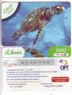 R *carte LIBERTE 1000 "TORTUE " OPT NOUVELLE CALEDONIE Utilisée Et état TTB N°000220706129657 - Neukaledonien