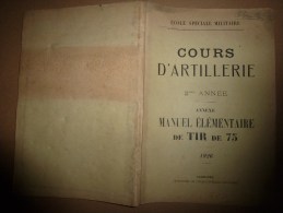 1926  Ecole Spéciale Militaire De SAINT-CYR ...Cours D' ARTILLERIE...Manuel De TIR De 75 - Frans