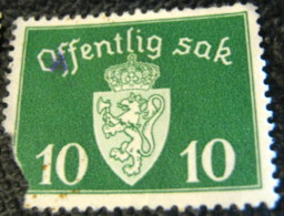 Norway 1937 Official Stamp 10 Ore - Used - Dienstmarken