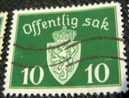 Norway 1937 Official Stamp 10 Ore - Used - Servizio