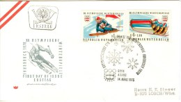 AUSTRIA Skiing And Bobsleigh Stamp With First Day Cancel 6004 Axams - Hiver 1976: Innsbruck