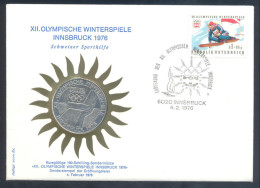 ★★★ ★★★ Austria Olympic Games 1976 - Innsbrück Coin Cover - Bergisl Schanze 100 Schi - Hiver 1976: Innsbruck
