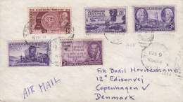 United States Airmail SPRINGFIELD 1949 Cover Lettre Denmark Joseph Pulitzer Jackson Sevier California Gold Utah Mississi - 2c. 1941-1960 Storia Postale