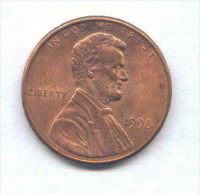 F3595 / - ONE CENT - 1998  - United States Etats-Unis USA - Coins Munzen Monnaies Monete - 1959-…: Lincoln, Memorial Reverse