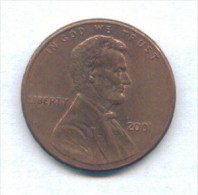 F3598 / - ONE CENT - 2001  - United States Etats-Unis USA - Coins Munzen Monnaies Monete - 1959-…: Lincoln, Memorial Reverse