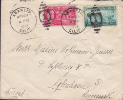 United States Deluxe ANAHEIM Calif. 1945 Cover Lettre To KØBENHAVN S. Denmark Roosevelt & Coast Guard Stamps (2 Scans) - Cartas & Documentos