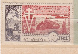 COMORES PA N° 4 15F ROUGE BRIQUE ET BRUN 10EME ANNIVERSAIRE DE LA LIBÉRATION NEUF SANS CHARNIERE - Unused Stamps