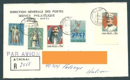 Greece 1969 Macedonia Fighters Complete Set (+1 Extra Stamp) Cover 04 Registered Sent To Italy - Storia Postale