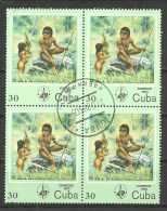 Cuba; 1985 "Espamer'85" International Stamp Exhibition, Havana  (Block Of 4) - Oblitérés