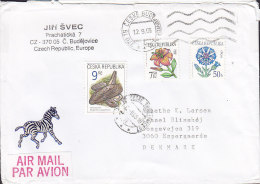 Czech Republic Airmail Par Avion BUDEJOVICE 2005 Cover Brief To Denmark Clams Stamp & Zebra Cachet - Covers & Documents
