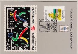 01840 Postal Pre Olimpica Barcelona 1992homenaje Correos Portugal - Briefe U. Dokumente