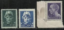 ITALIA REGNO ITALY KINGDOM 1944 LUOGOTENENZA FASCI SENZA FILIGRANA SERIE COMPLETA MNH - Mint/hinged