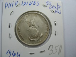 PHILIPPINES 50 CENTVOS 1944  SILVER  COIN LOT 14  NUM 13 - Philippinen