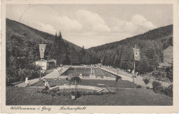 AK Wildemann Oberharz Badeanstalt Mit NS Flagge Bad Freibad Schwimmbad Harz Bei Osterode Goslar Clausthal Grund Seesen - Wildemann