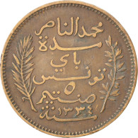 Tunisie, Muhammad Al-Nasir Bey, 5 Centimes, 1906, Paris, Bronze, TTB, KM:235 - Túnez