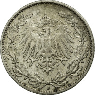 Monnaie, GERMANY - EMPIRE, 1/2 Mark, 1909, Hambourg, TB+, Argent, KM:17 - 1/2 Mark