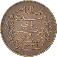 Tunisie, Muhammad Al-Nasir Bey, 5 Centimes, 1917, Paris, Bronze, TTB+, KM:235 - Tunesië