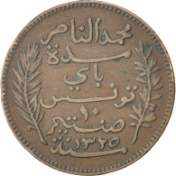 Tunisie, Muhammad Al-Nasir Bey, 10 Centimes, 1907, Paris, Bronze, TTB, KM:236 - Tunesië