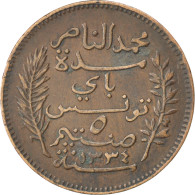 Tunisie, Muhammad Al-Nasir Bey, 5 Centimes, 1916, Paris, Bronze, TTB, KM:235 - Tunisie