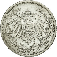 Monnaie, GERMANY - EMPIRE, 1/2 Mark, 1908, Karlsruhe, TTB, Argent, KM:17 - 1/2 Mark