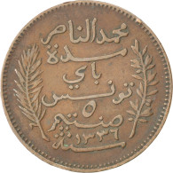 Tunisie, Muhammad Al-Nasir Bey, 5 Centimes, 1917, Paris, Bronze, TTB, KM:235 - Tunesië