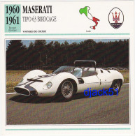 Fiche : Voitures De Course / MASERATI TIPO 63 BIRDCAGE / 1960 - 1961 / Epoque Classique / Italie - Automovilismo - F1