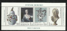 SWEDEN - SVERIGE - SVEZIA 1979 SWEDISH ROCOCO MINIATURE ART BLOCK SHEET BLOCCO FOGLIETTO BLOC FEUILLET ARTE MNH - Blocks & Sheetlets