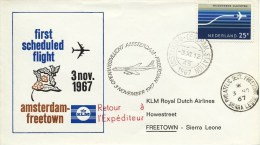 Eerste KLM Vlucht Amsterdam - Freetown (3 November 1967) - Covers & Documents