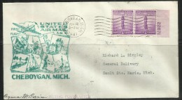 UNITED STATES STATI USA 12 JUN 1941 CHEBOYGAN MICH SAULT SAINTE MARIE FIRST FLIGHT FDC COVER - 1941-1950