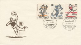 Czechoslovakia / First Day Cover (1963/01 B), Praha 1 (a): Sports - Cycling, Skiing, Athletics, Handball - Balonmano