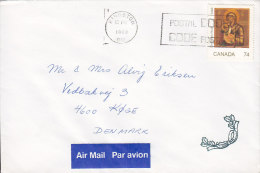 Canada Airmail Par Avion Label KINGSTON (ON) 1988 Cover Lettre KØGE Denmark Christmas Madonna & Child Stamp (2 Scans) - Poste Aérienne