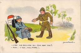 HUMOUR MILITAIRE SIGNEE JEAN CHEVAL C'EST VOS SOULIERS QUI VOUS FONT MAL ? - Cheval