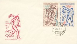 Czechoslovakia / First Day Cover (1963/23 B), Praha 1 (b) - Theme: Olympic Games Tokyo 1964 (volleyball, Boxing) - Volleyball