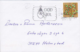 Sweden "Petite" Slogan "God Jul" 2009 Cover Brief To HALMSTAD - Cartas & Documentos