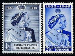 1948 Falkland Islands Dep.(South Georgia) - Silver Wedding 2v.,Royalty Sc.# 1L11/12 ,SG#G19/20 MNH  MLH - Géorgie Du Sud