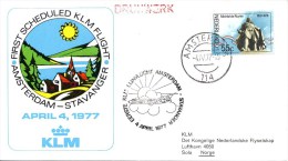 Eerste KLM Lijnvlucht Amsterdam - Stavanger (4 April 1977) - Covers & Documents