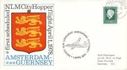 Eerste NLM Lijnvlucht Amsterdam - Guernsey (1 April 1978) - Cartas & Documentos