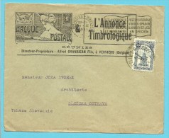 164 (Perron Liege) Op Brief LA REVUE POSTALE / L'ANNONCE TIMBROLOGIQUE Met Stempel BRUXELLES - Lettres & Documents